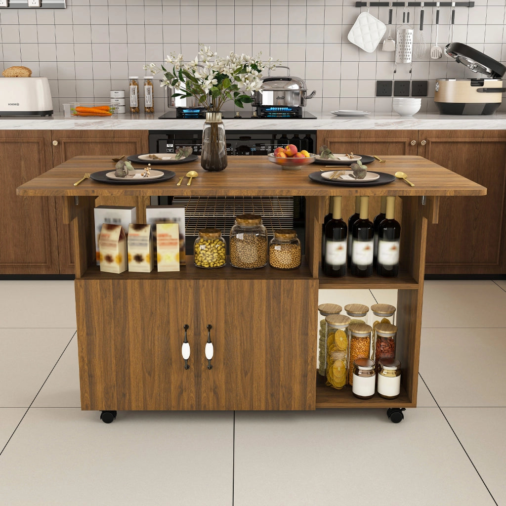 Tavolo pieghevole 3 in 1 mobile in MDF noce