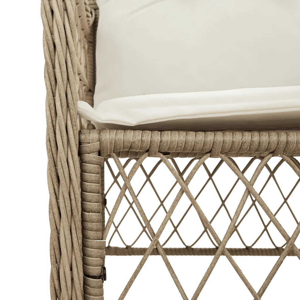 Set da Pranzo da Giardino 7 pz con Cuscini Beige in Polyrattan 3212076