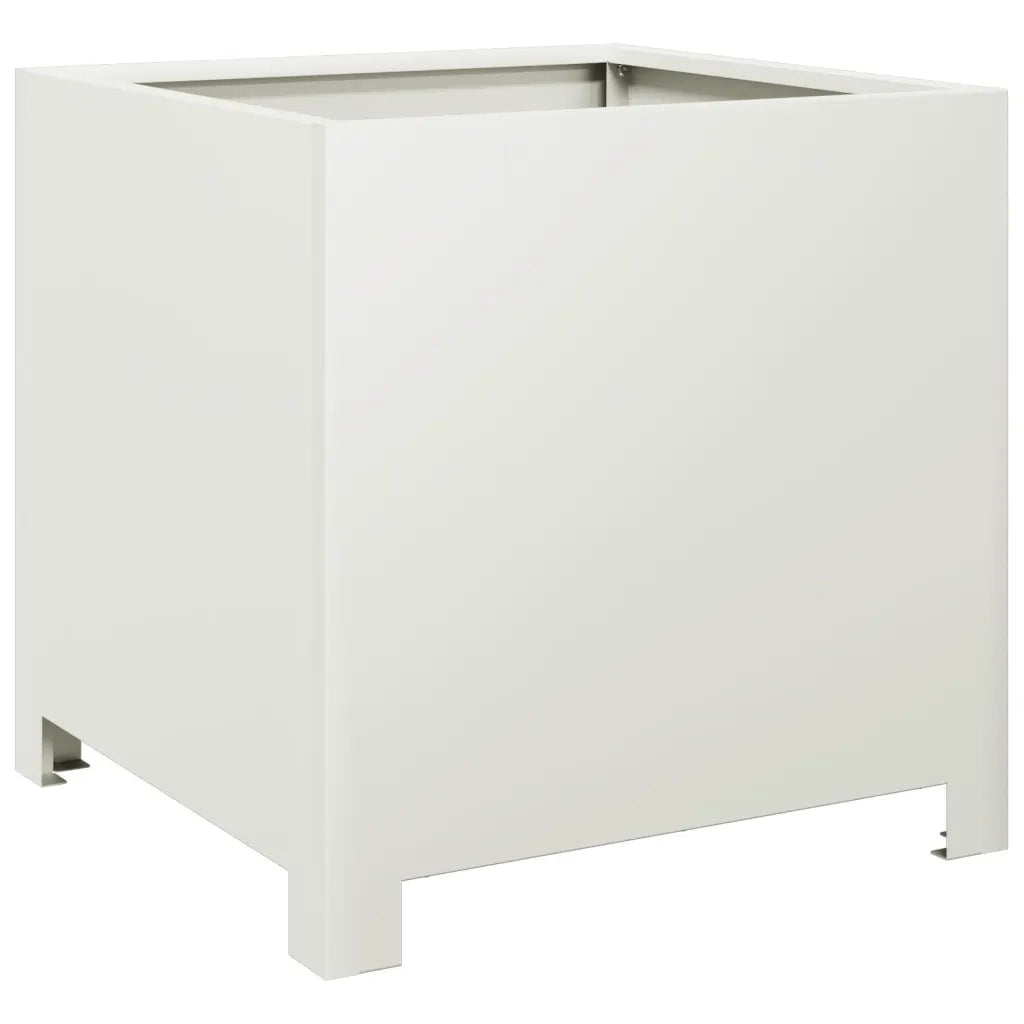 Fioriera da Giardino-Vaso da Esterno Bianca 40x40x40 cm in Acciaio 553446