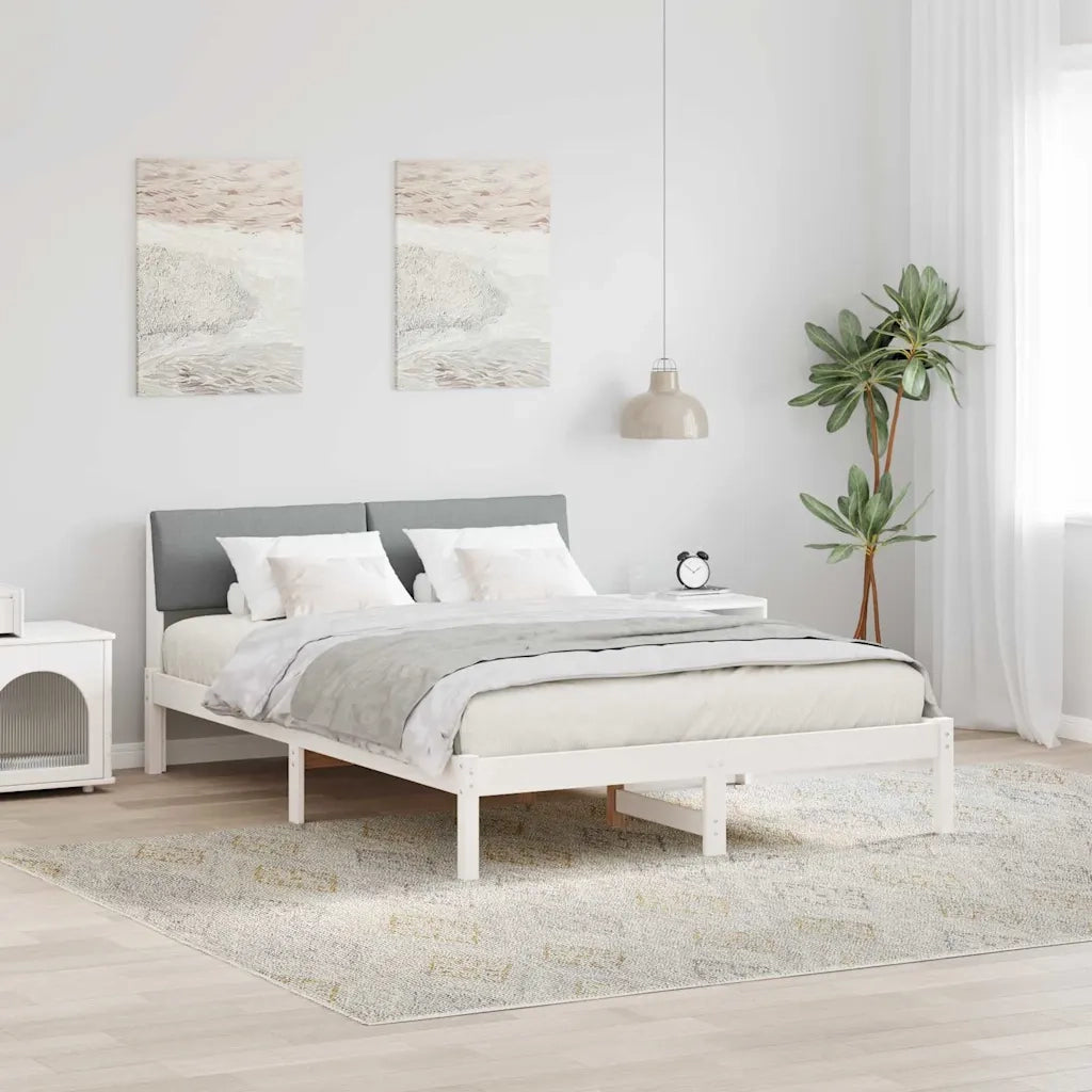 Struttura del Letto Bianco e grigio chiaro 150 x 200 cm 878533