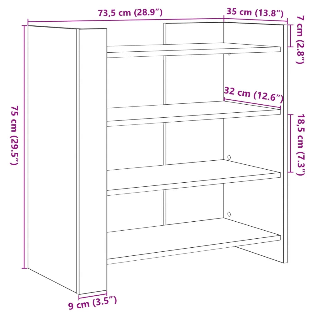 vidaXL Credenza Rovere Marrone 73,5x35x75 cm in Legno Multistrato