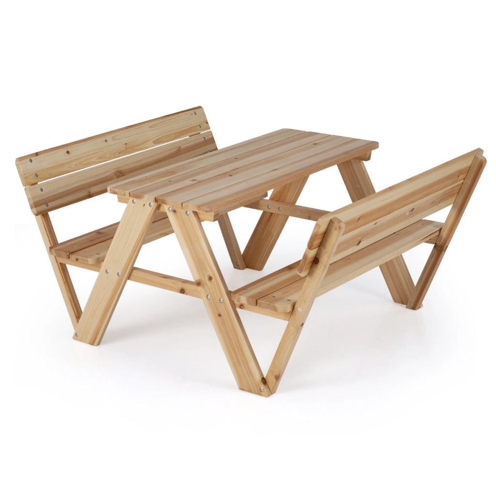 Set di tavolo e sedie in legno per attivit¨¤ all'aperto con 2 panche integrate, Tavolo mobili per bambini per cortile-Tavoli e sedie