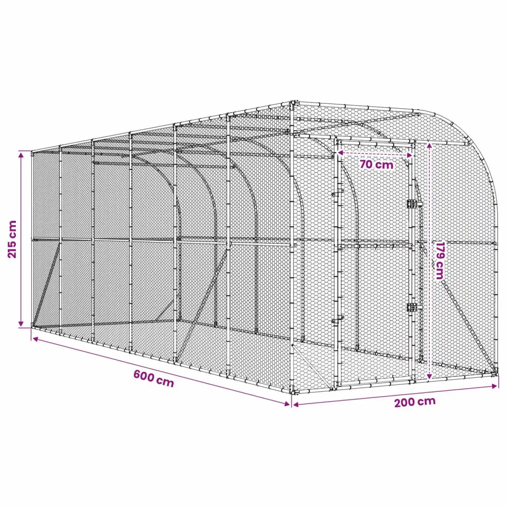 Gabbia per Polli Contro il Muro Argento 600 x 150 x 215 cm 3434732