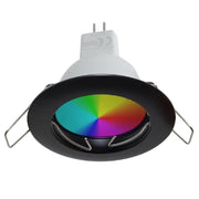 Trade Shop - Faretto Led Rgb+3000k 6w 12v Incasso 6cm Tondo Rgbw Effetti Luce Colorata Barca - Nero