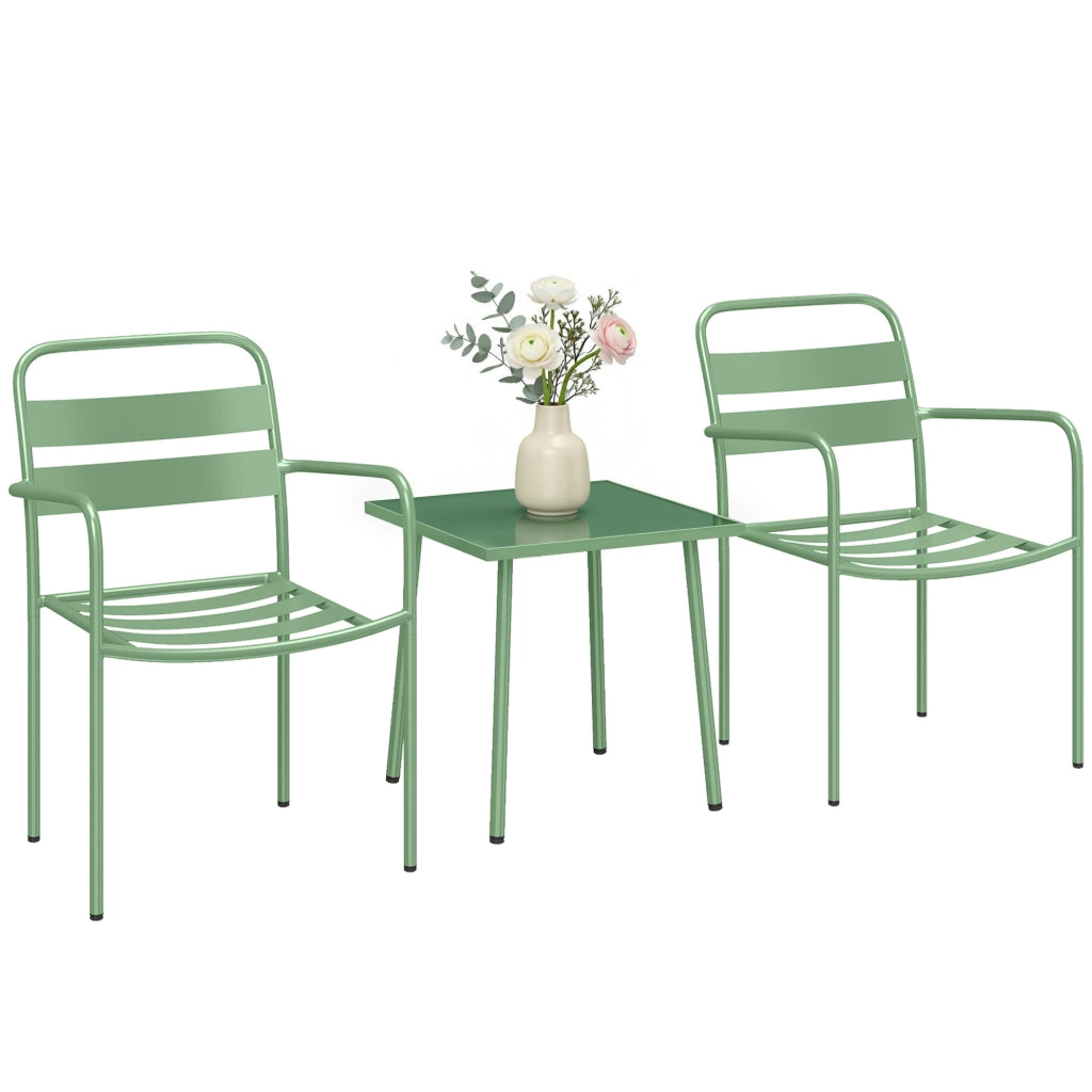 Set da giardino 3 pezzi ¨C zephmum ¨C tavolino in vetro e 2 sedie, verde