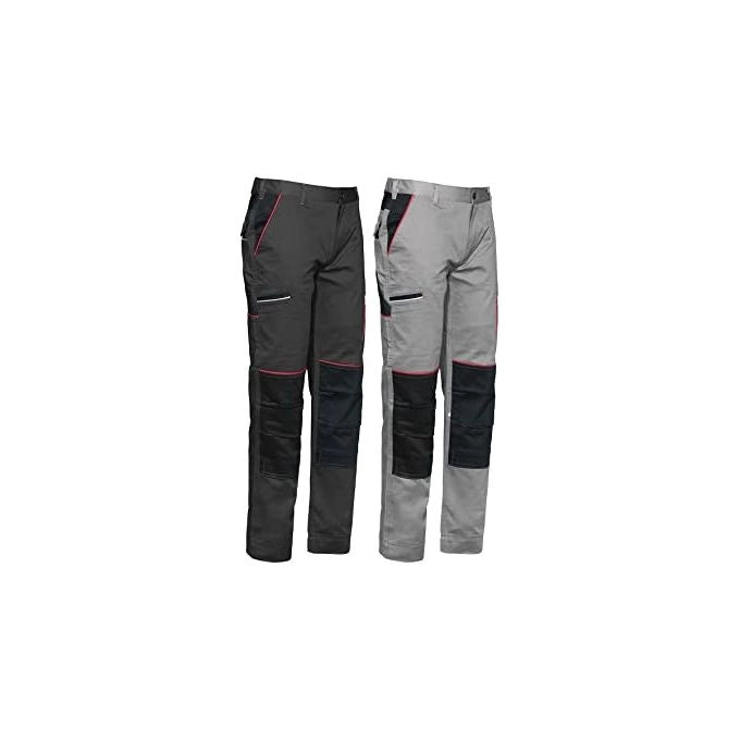 Issaline 9030B-080-XXL Stretch Boom Pantaloni da Lavoro Elasticizzati Piping Riflettenti CE CAT. I EN ISO 13688:2013 colore Grigio