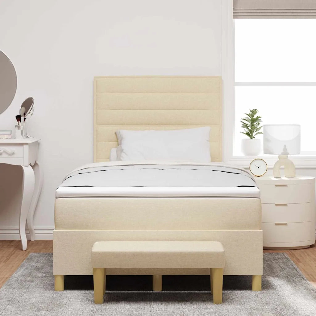 Letto a molle con cuscino Crema 190 x 120 cm Tessuto 3344210