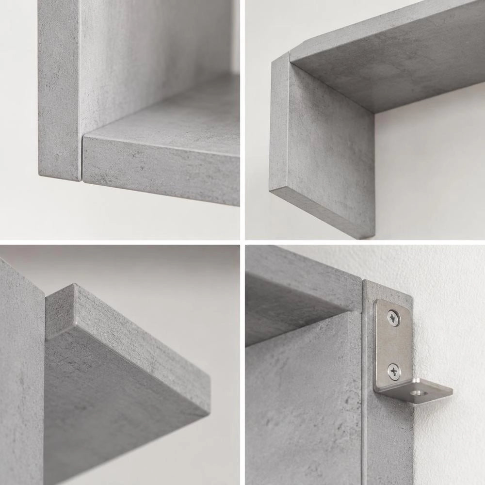 Wall Shelves, 2 Pieces, Concrete Grey, 100x15x20 Cm, Wood-based Material