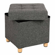 Pouf contenitore contenitore salvaspazio sgabello pieghevole poggiapiedi grigio scuro 12_0007277