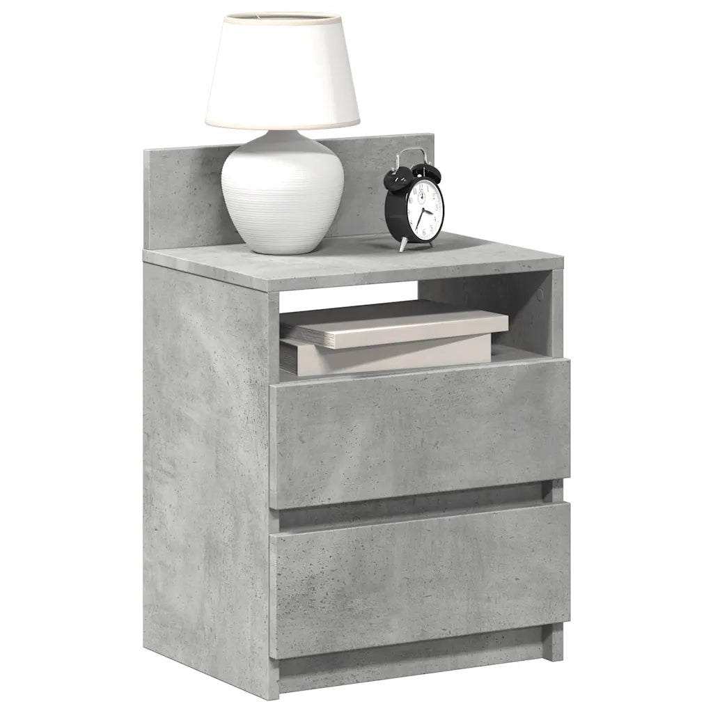 Comodini 2 pz con 2 Cassetti Grigio Cemento 40x33x60 cm