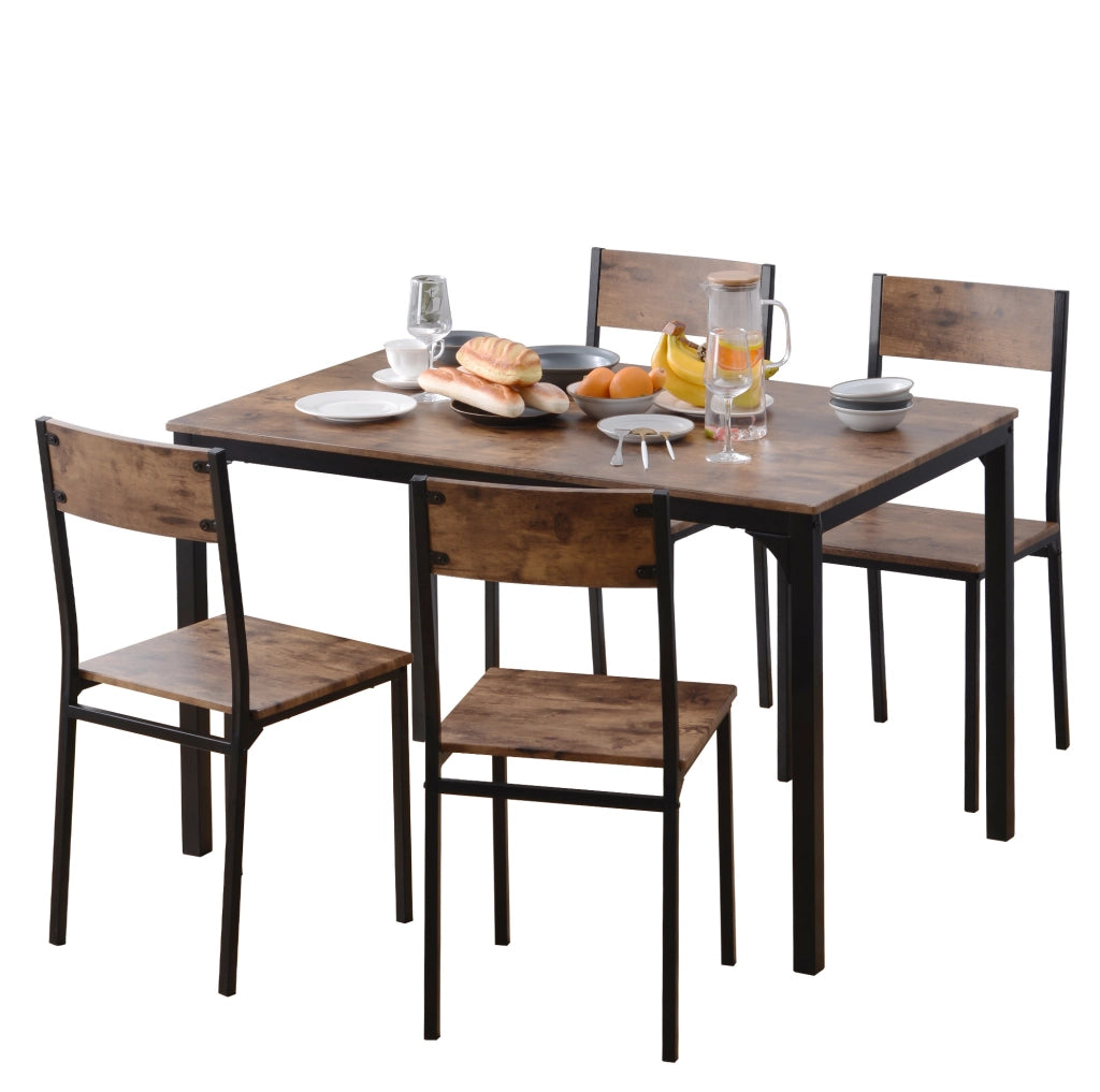 Gruppo tavolo da pranzo con 4 sedie salvaspazio; 108x65x75 cm; marrone