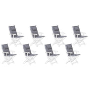 Set di cuscini di ricambio per sedie da esterno in tessuto grigio resistente ai raggi UV con imbottitura spessa 8 cuscini