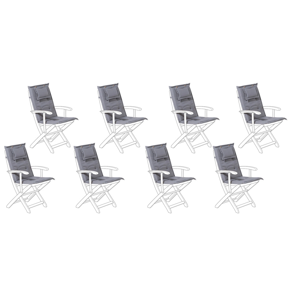 Set di cuscini di ricambio per sedie da esterno in tessuto grigio resistente ai raggi UV con imbottitura spessa 8 cuscini