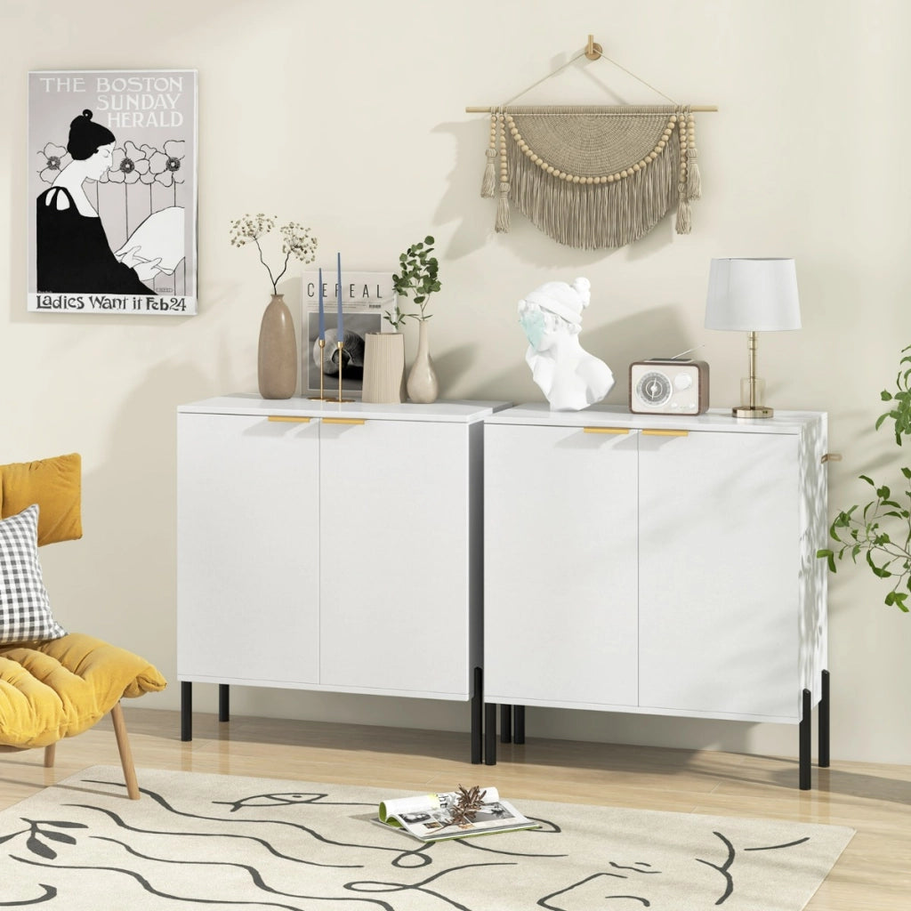 Mobile credenza moderna con ripiani e kit anti-ribaltamento-Mobile buffet a 2 ante per soggiorno