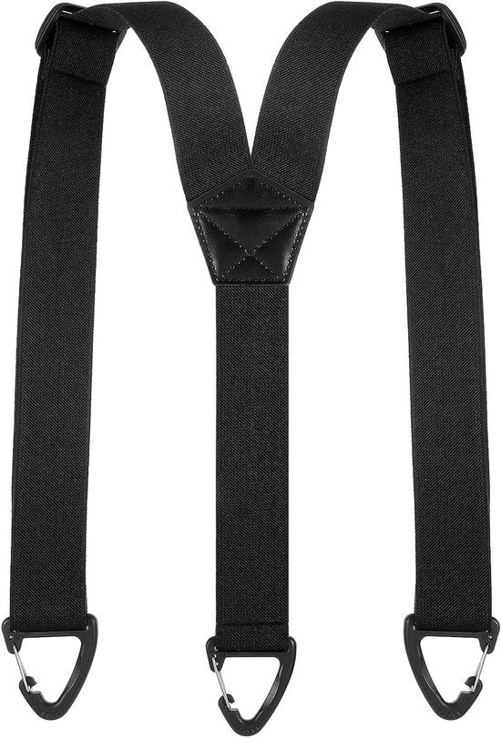 Cinture per uomo flessibili con 3 ganci triangolari in nero - Adatti per abito da sera, jeans e pantaloni da lavoro - Lunghezza regolabile