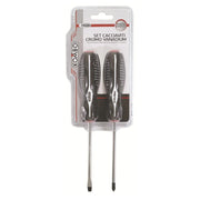 Set 2 Cacciaviti in Cromo Vanadium Croce e Spaccato Manico Antiscivolo
