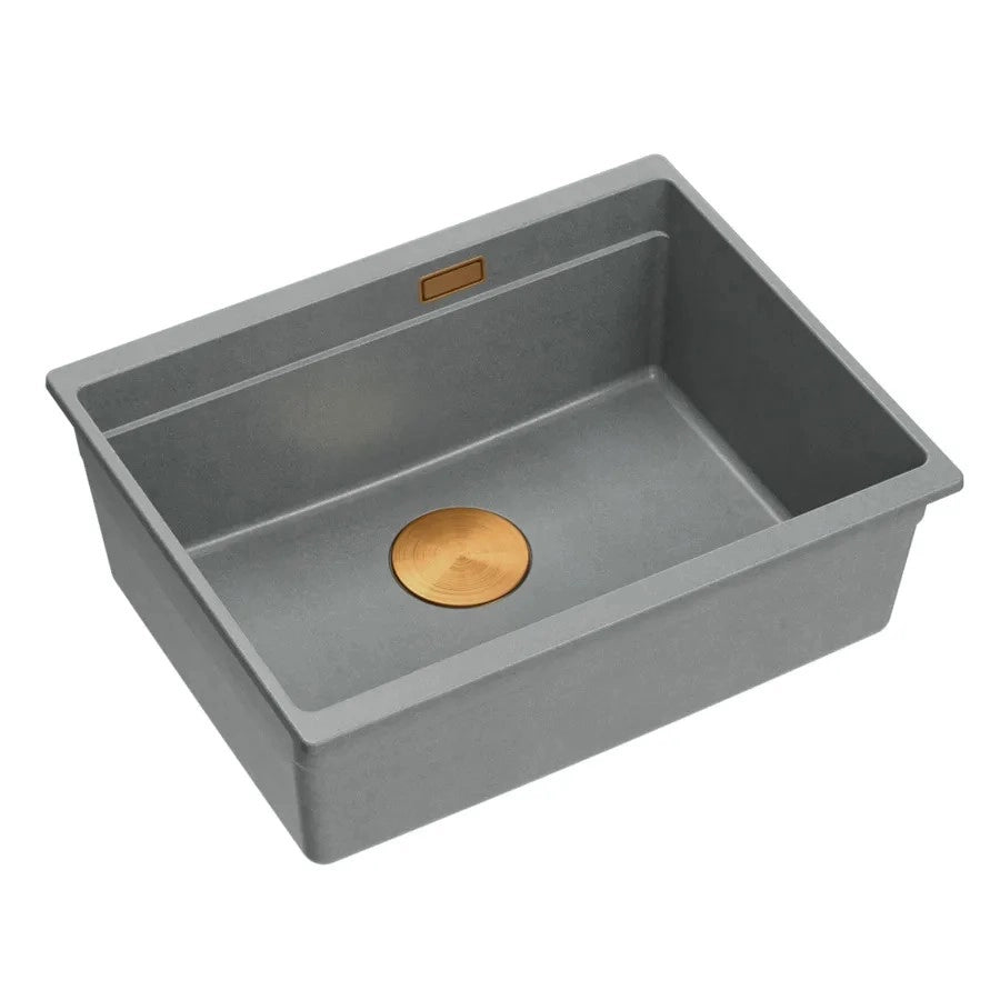 Lavello In Granito Logan 100 Grey Metallic Tappo acciaio