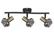 Plafoniera Lauree metallo nero/oro 3 luci fumé E14