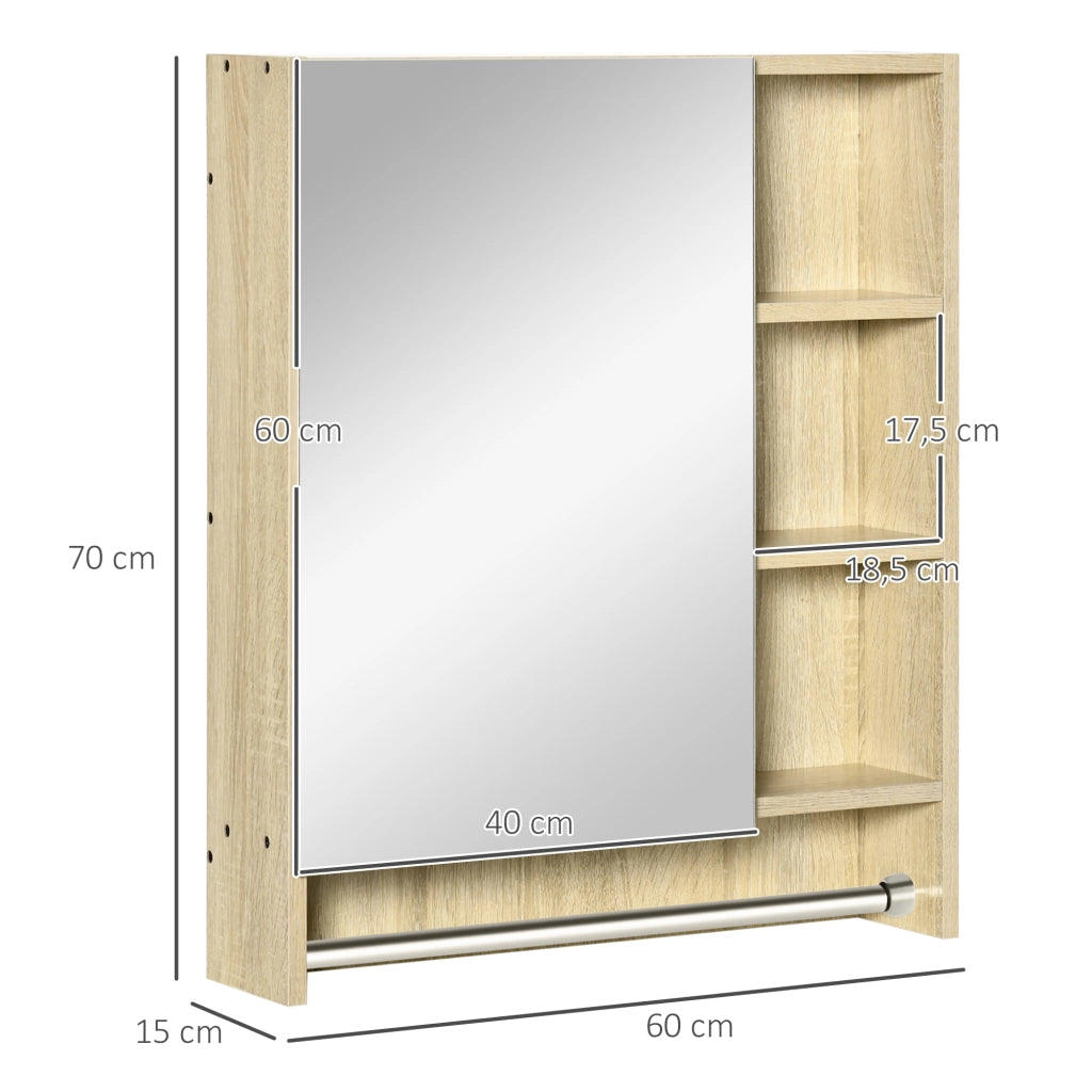 Armadietto Bagno con Specchio e Ripiani Aggiustabili ¨C Zephmum ¨C 60x15x70 cm Robe