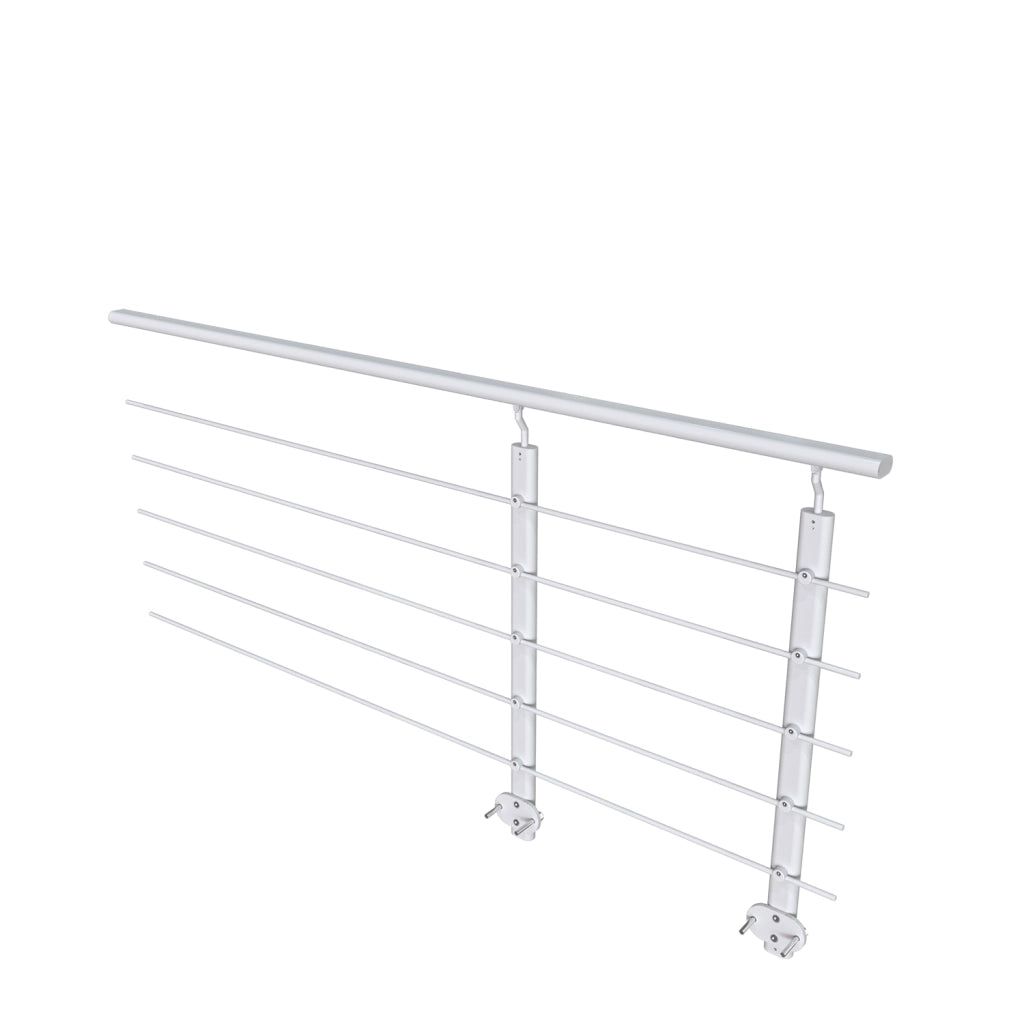 Ringhiera Parapetto in Alluminio Argento Opaco 200x100cm per interni ed esterni a Fissaggio a Parete