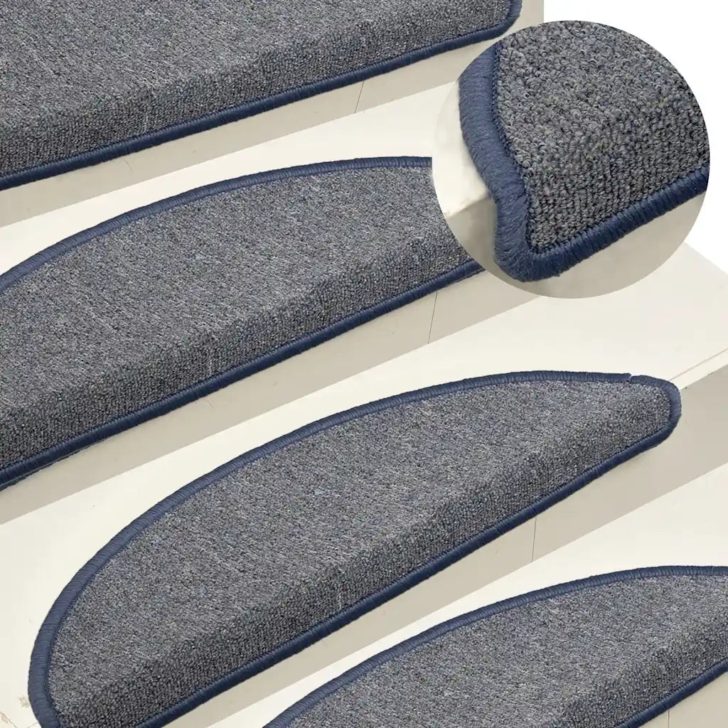 Tappetini per scale 15 pz 56x17x3 cm grigio chiaro e blu semicircolari 322374