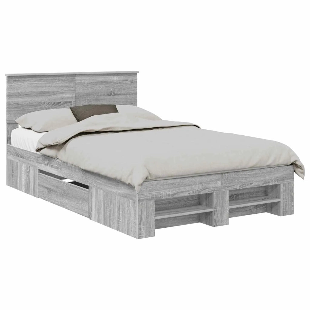 Struttura del letto con testiera-Giroletto con Testiera Grigio Sonoma 120 x 200 cm 711786