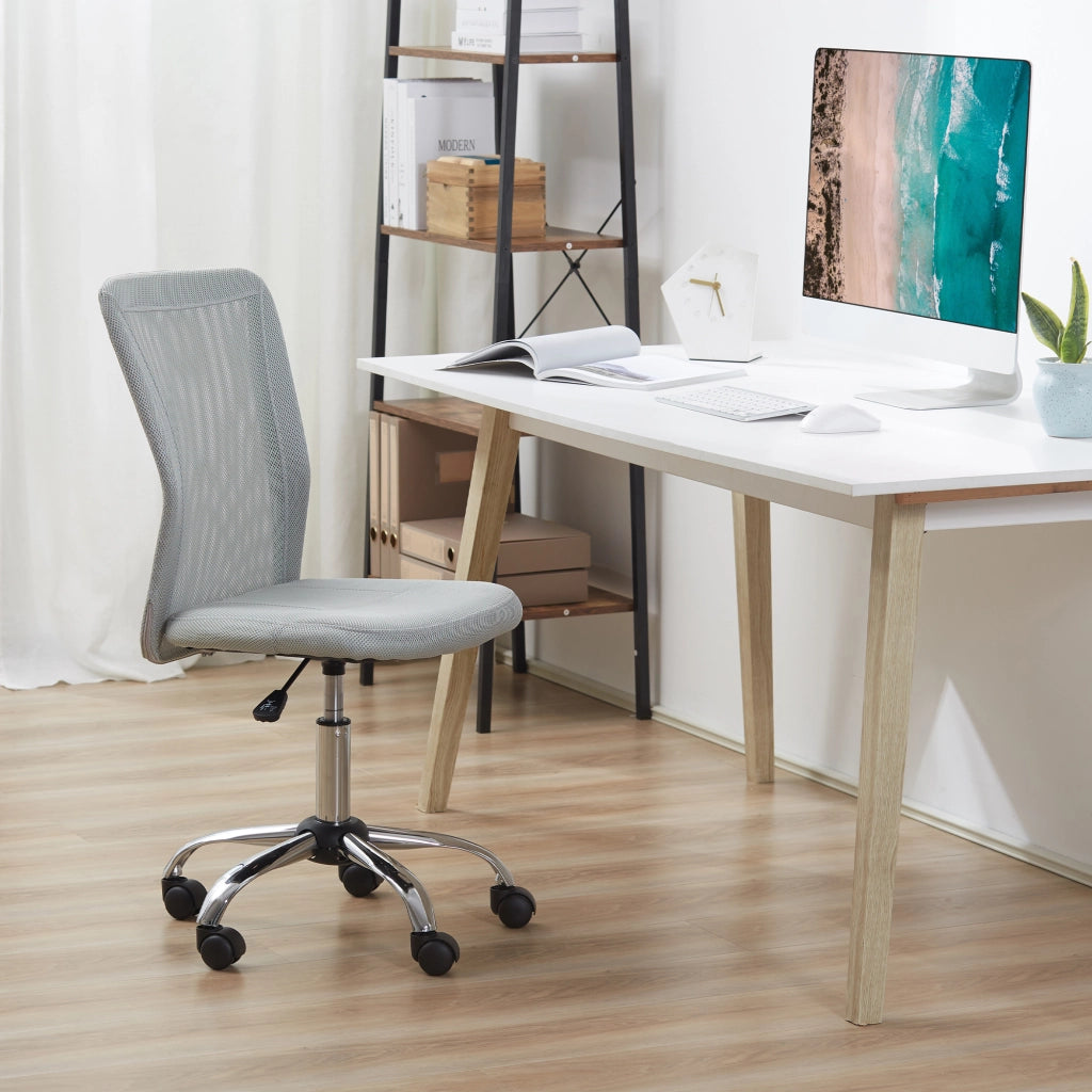 Sedia da ufficio girevole senza braccioli in rete ¨C Zephmum ¨C Grigio 43x58x90-100 cm