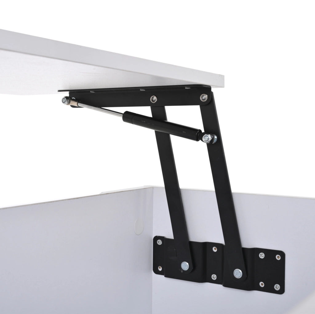Tavolino da caffè alzabile 100x50x40 cm con contenitore; cassetto e LED Bluetooth; bianco
