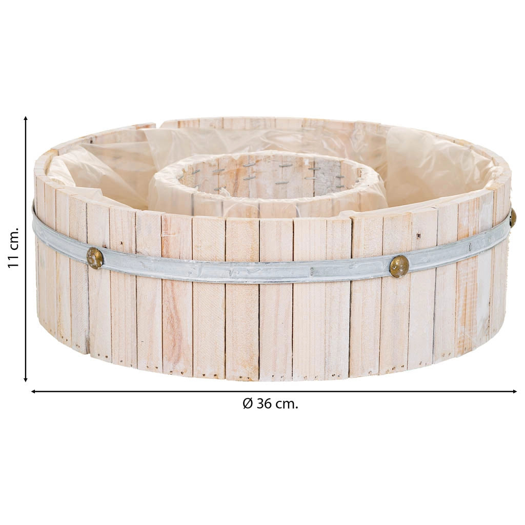 Cestino tondo in legno marrone 36x36x11h