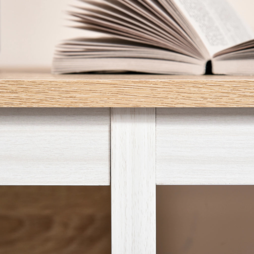 Scrivania Computer con 2 Ripiani ¨C Zephmum ¨C MDF Rovere Bianco 110x48x76 cm