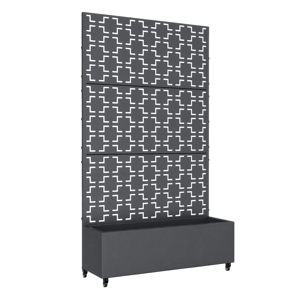 Fioriera con Spalliera Aaskis a Rotelle in Acciaio 190 x 82 x 38 cm - Grigio Antracite casa.pro