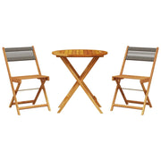 Set da Bistrot 3pz | Set Salotto da Giardino Grigio in Polipropilene e Legno Massello
