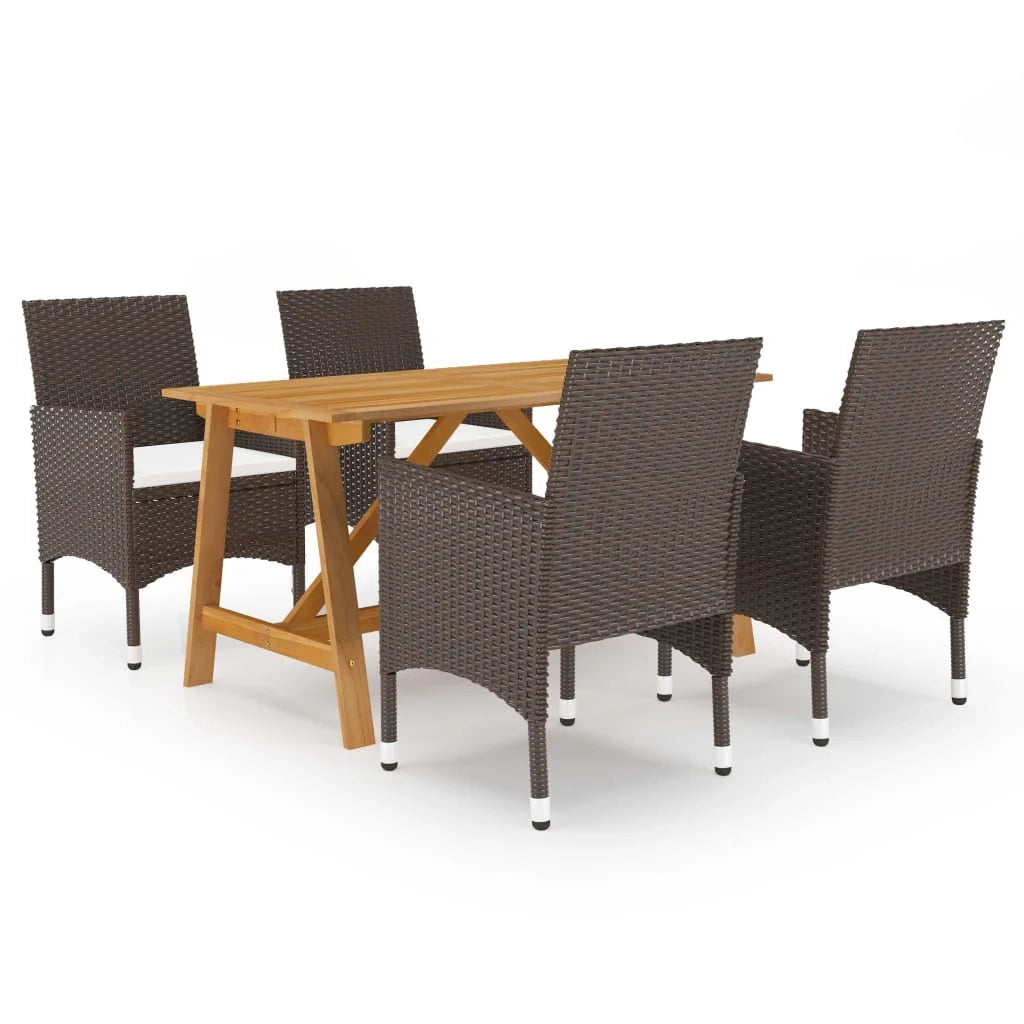 Set da pranzo da giardino mobili da esterno 5 pezzi marrone 02_0013817