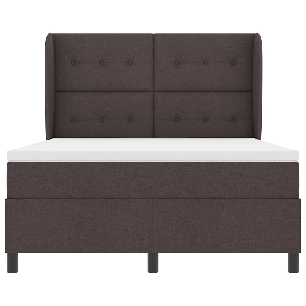 Letto a molle con materasso Marrone scuro 140 x 190 cm Tessuto 3340560