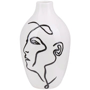 Vaso per fiori bianco con motivo viso decorazione per la casa in gres porcellanato impermeabile