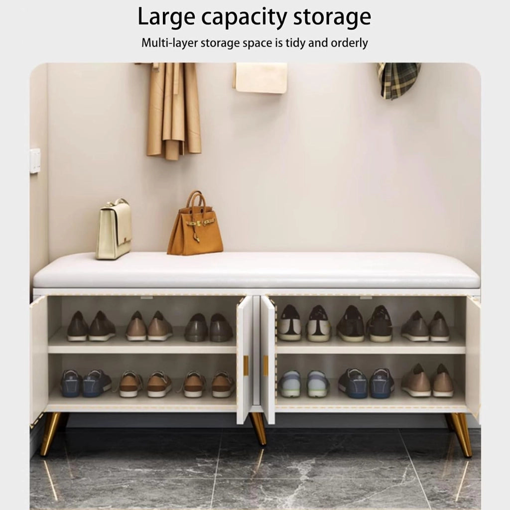 scarpiera Panca scarpiera Premium con Anta e scarpiera Moderna e Sottile Nascosta in Oro Nero | Organizzatore di Scarpe per Tacchi Alti, ingressi, corridoi