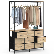 IDMarket - Armadio 115 cm UTAH con 9 cassetti in legno e tessuto nero