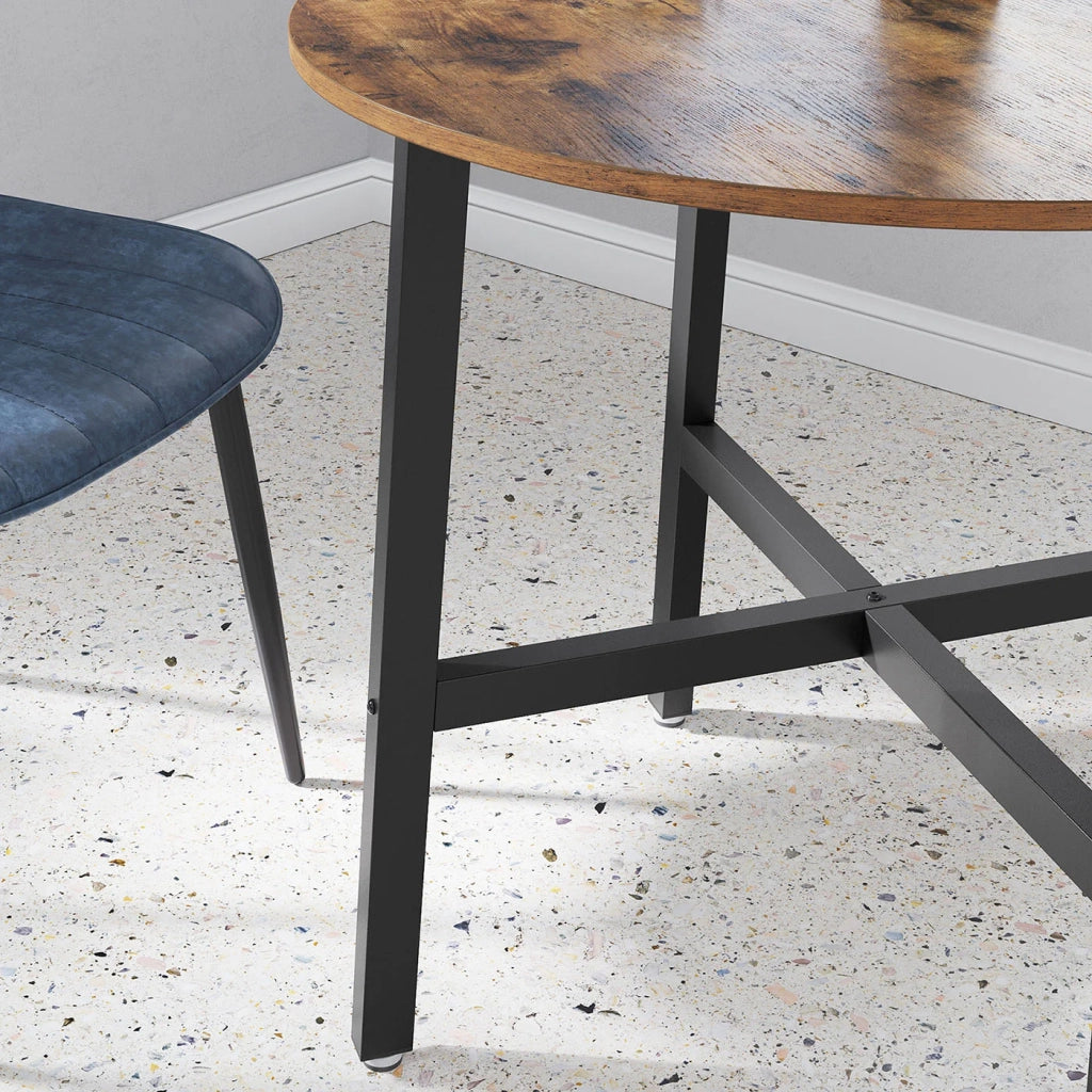 Tavolo da pranzo/cucina rotondo per soggiorno/ufficio 80 x 75 cm stile industriale marrone 12_0007437