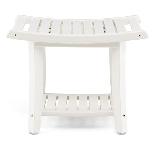 Sgabello da bagno 605 x 34 x 48 cm antiscivolo 2 ripiani ergonomico moderno bianco HDPE 20_0014185