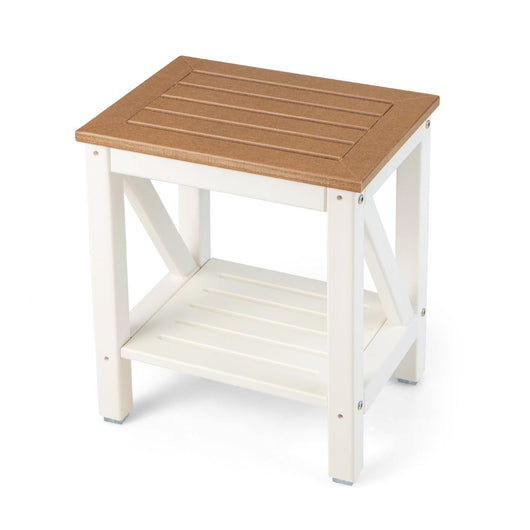 Set di 1 sgabello da bagno 43 x 32 x 47 cm antiscivolo 2 ripiani design moderno HDPE marrone 20_0014186