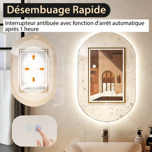 Specchio da parete ovale per bagno a LED 80 cm x 50 cm retroilluminato dimmerabile 3 colori interruttore Smart Touch antiappannamento antideflagrante 20_0006308