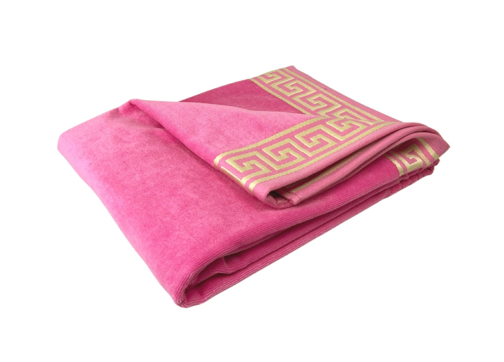 Telo Mare Jacquard Spugna Asciugamano Spiaggia Disegno Cameo Fluo - Telo Mare - Fucsia