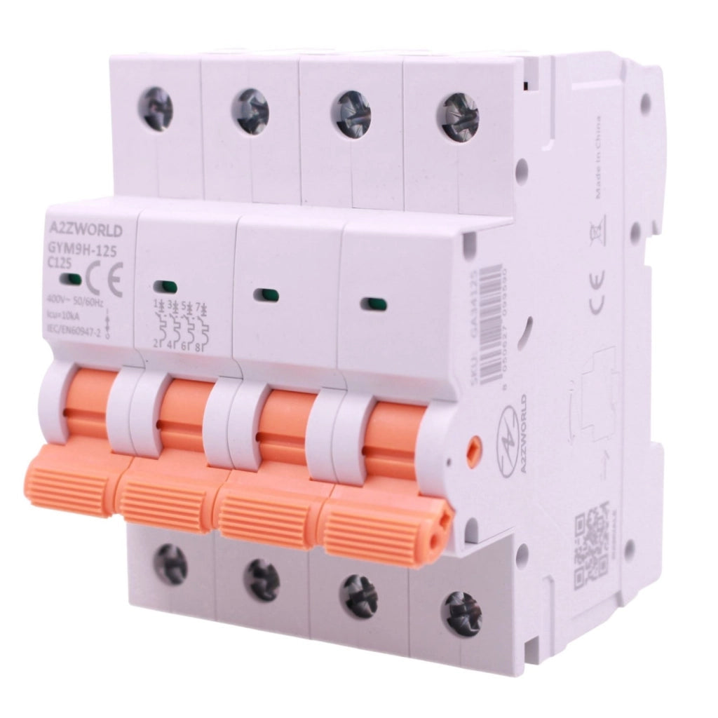 MCB Interruttore Magnetotermico Trifase 380V Curva C 4P 4M 10000A AC 400V IP20 GYM9H-125, Disponibili 80A 100A 125A (C125A)