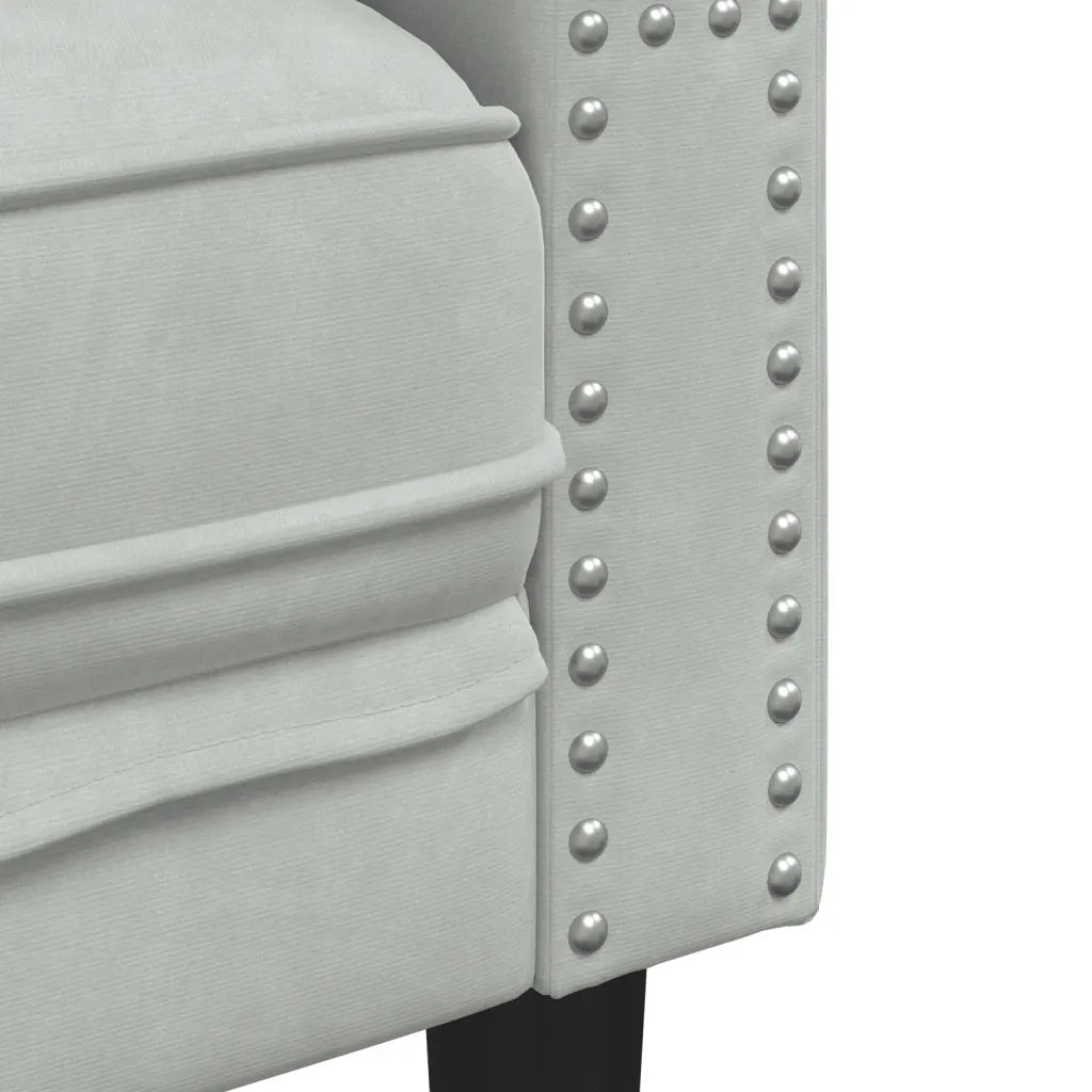 Divano Sedia-Poltrona Chesterfield Grigio Chiaro in Velluto