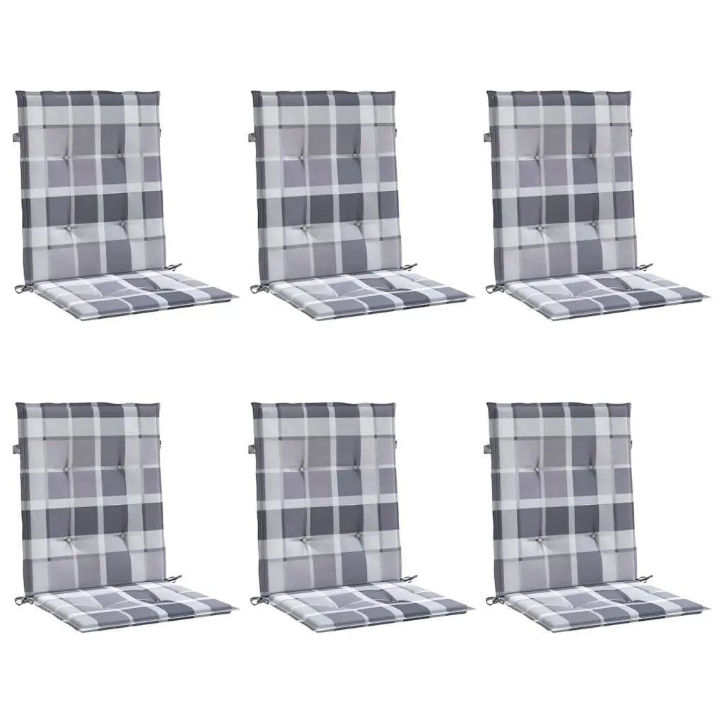 Cuscini per Sedia 6 pz a Quadri Grigi 100x50x3cm Tessuto Oxford 314157