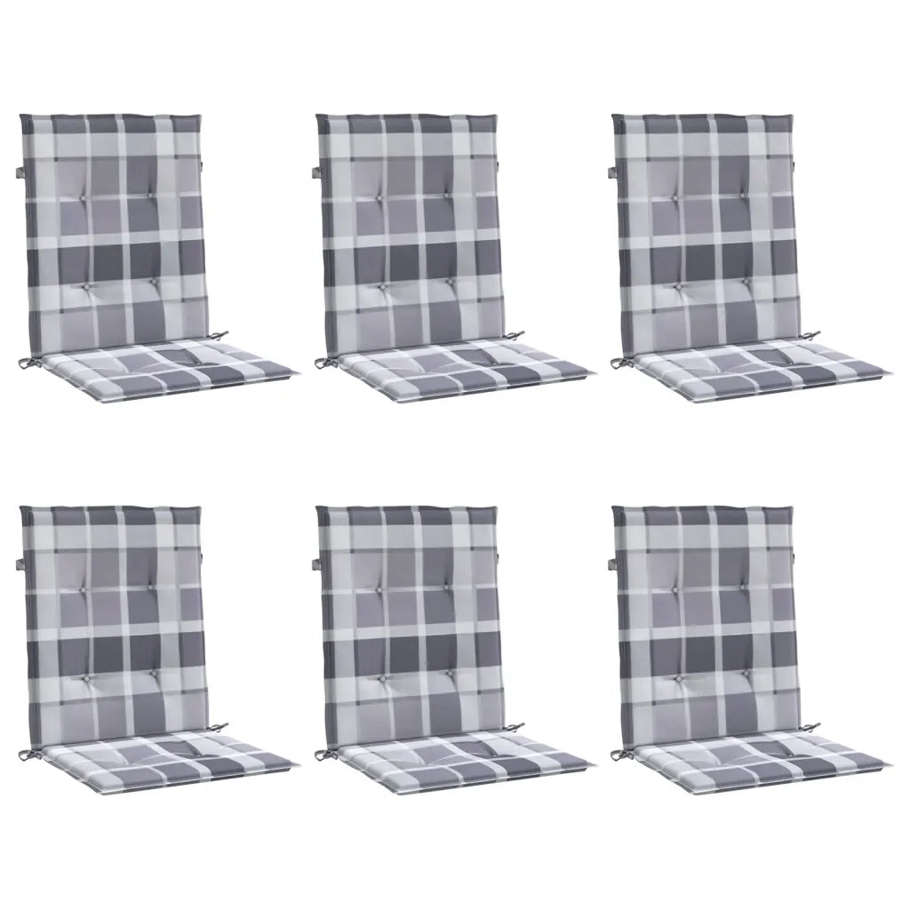 Cuscini per Sedia 6 pz a Quadri Grigi 100x50x3cm Tessuto Oxford 314157