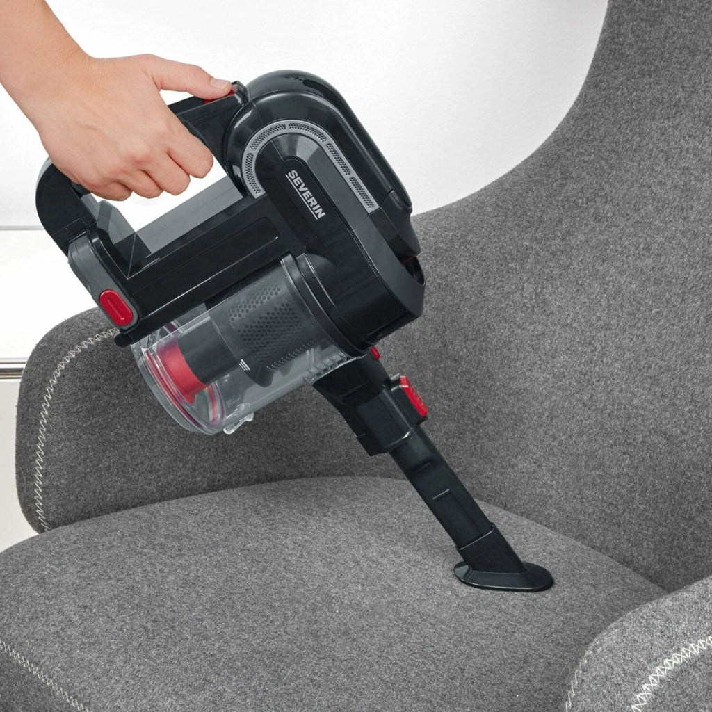 Severin hv7157 scopa aspirapolvere a manico con spazzola a led per motore , nero/rosso