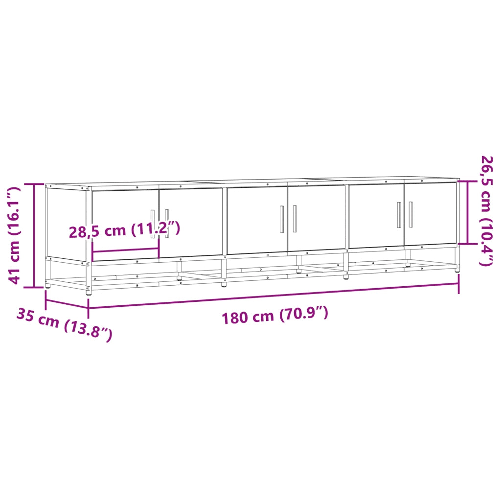 Mobile Porta TV Grigio Sonoma 180x35x41 cm in Truciolato 3300788