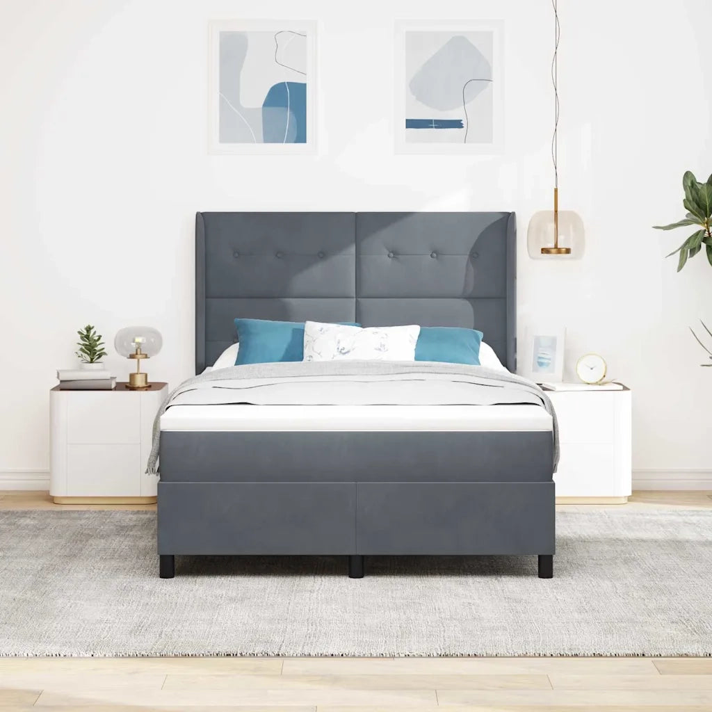 Letto a molle con strisce LED Grigio scuro 140 x 190 cm Velluto 3343863
