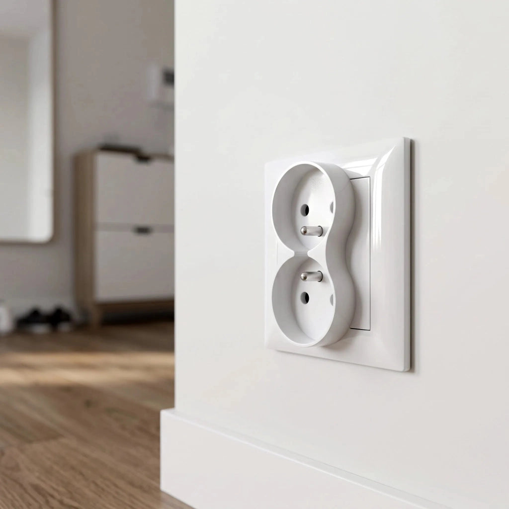 Presa Doppia Con Messa A Terra E Placca Oste Jnh002-g White